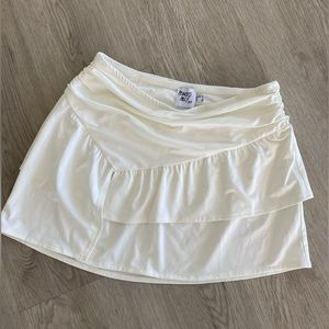Princess Polly White Ruffled Tennis Skirt with slit
